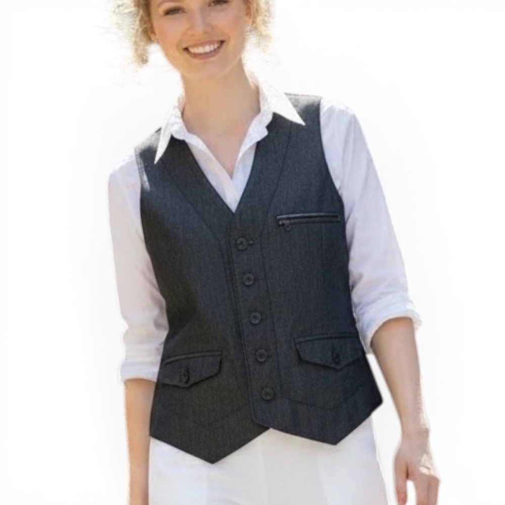 Rock & Republic Mens Dark Gray Denim Waistcoat Vest Zipper Pocket Size Medium